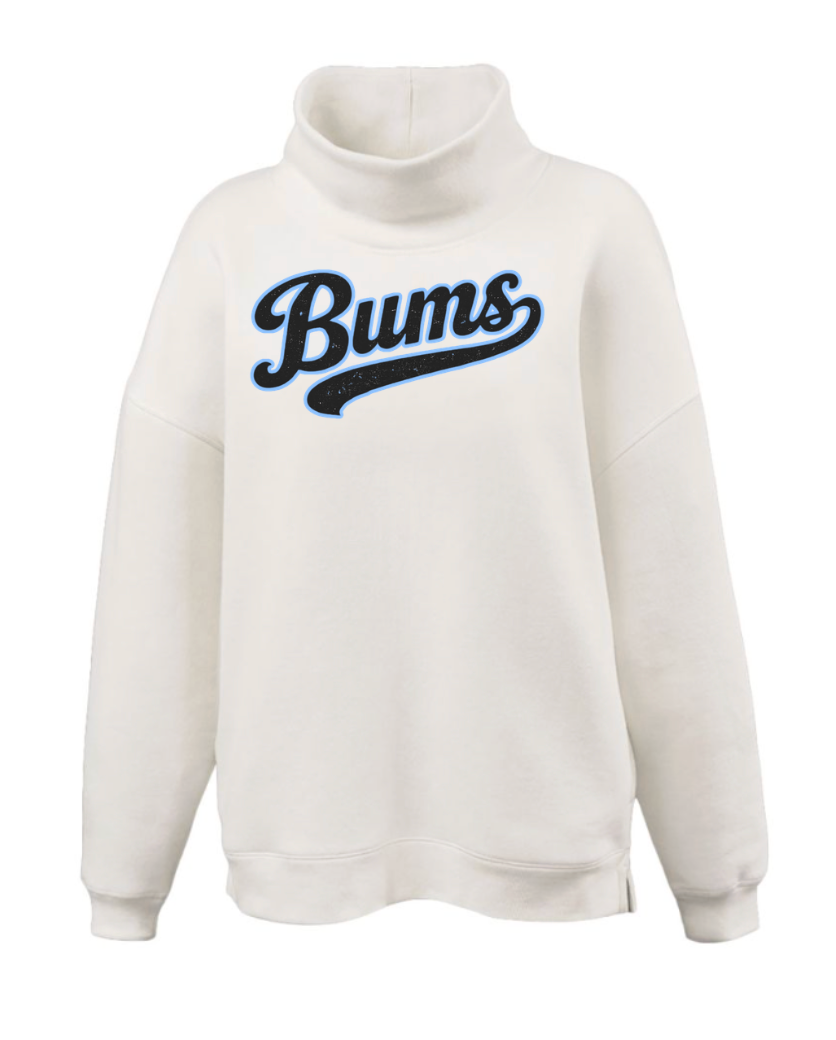 Womens Bum Oversized Mockneck Fleece Tunic White (SHIPS FEB 20TH PRE-ORDER)