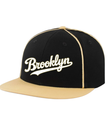 Brooklyn Snapback Flat Bill Hat Black/Gold  P820
