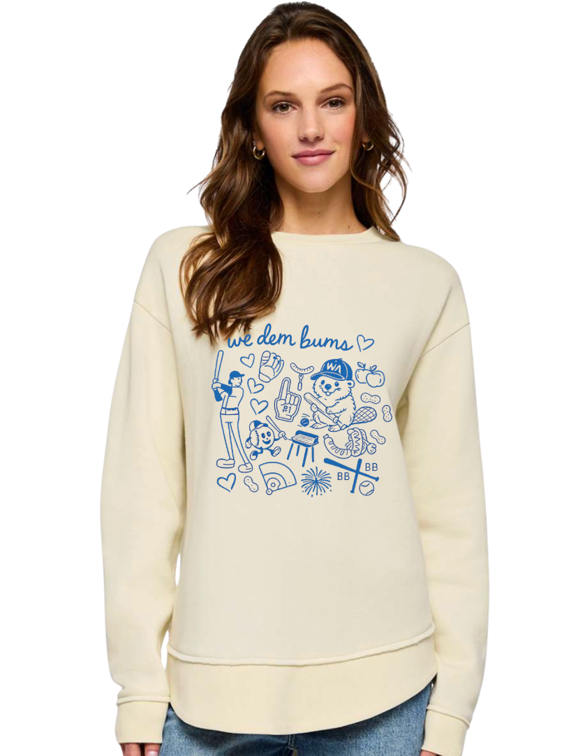 Womens We Dem Bums clipart Fleece Crew Tunic IVORY 5463