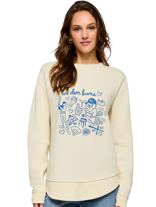 Womens We Dem Bums clipart Fleece Crew Tunic IVORY 5463