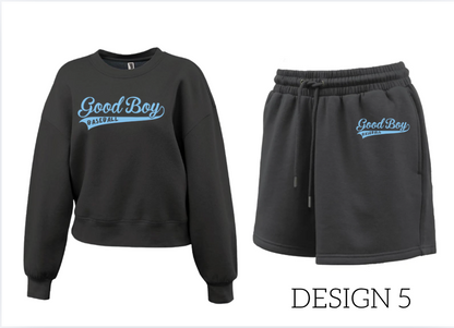 SET: Good Boy - 2 Piece Set  BLACK Crewneck + Shorts