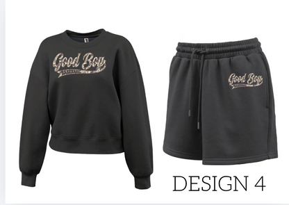 SET: Good Boy - 2 Piece Set  BLACK Crewneck + Shorts
