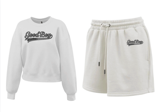 SET: Good Boy 2 Piece Set  White Crewneck + Shorts Design 1