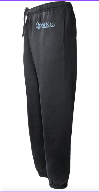 Good Boy Sweatpants 725 Super 10 Fleece Jogger  Black with Blue LOGO