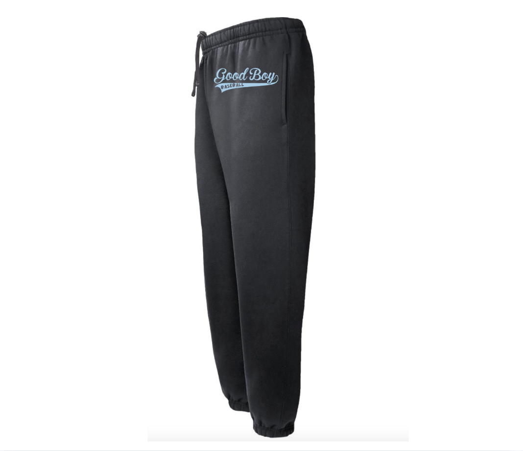 Good Boy Sweatpants 725 Super 10 Fleece Jogger  Black with Blue LOGO