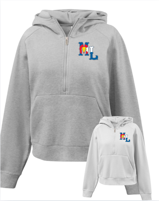 Womens Mountain Lion Half Zip Hoodie SUN LEFT CHEST  8467. (allow 10-14 business days) (Copy)