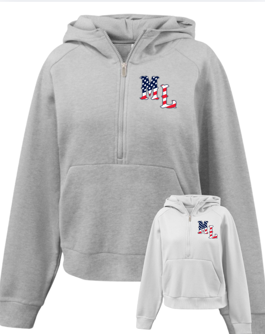 Womens Mountain Lion Half Zip Hoodie USA LEFT CHEST  8467. (allow 10-14 business days)