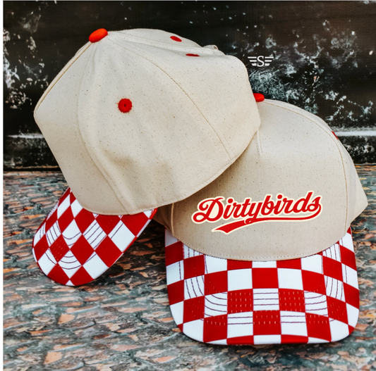 Dirty Bird Red Checkered Hat Front Checkered Bill Magna Pony™ Cap