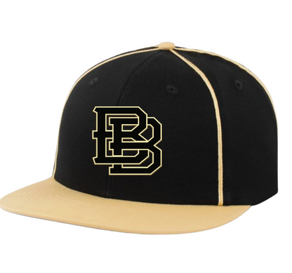 Brooklyn Snapback Flat Bill Hat Black/Gold  P820