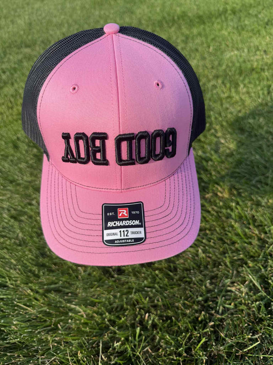 GOOD BOY  Richardson 112 Good Boy Upside Down Hot Pink/Black with Black Thread