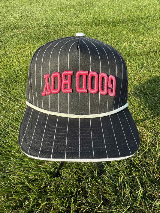 GOOD BOY Striped Black Hat with Rope  OG Upside Down HAT