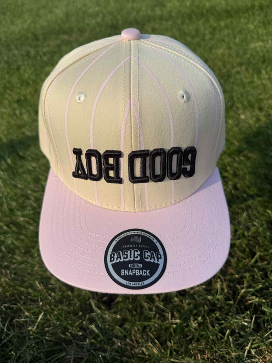 GOOD BOY Striped PINK/ Cream Hat with Rope GOOD BOY BASEBALL PINK