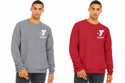 YMCA STAFF: BC3901 BELLA+CANVAS® Unisex Sponge Fleece Raglan Sweatshirt STAFF