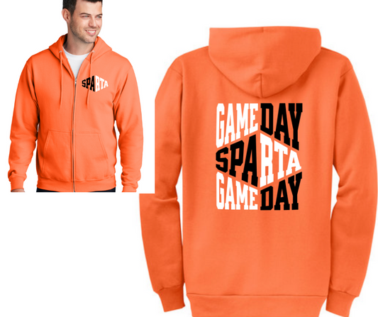 Unisex Spartan Game Day Front&Back  Fleece Full-Zip Hoodie