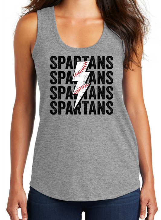 Womens Tank Lighting Bolt Spartans   District ® Women’s Perfect Tri ® Racerback Tank