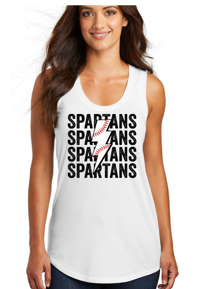 Womens Tank Lighting Bolt Spartans   District ® Women’s Perfect Tri ® Racerback Tank